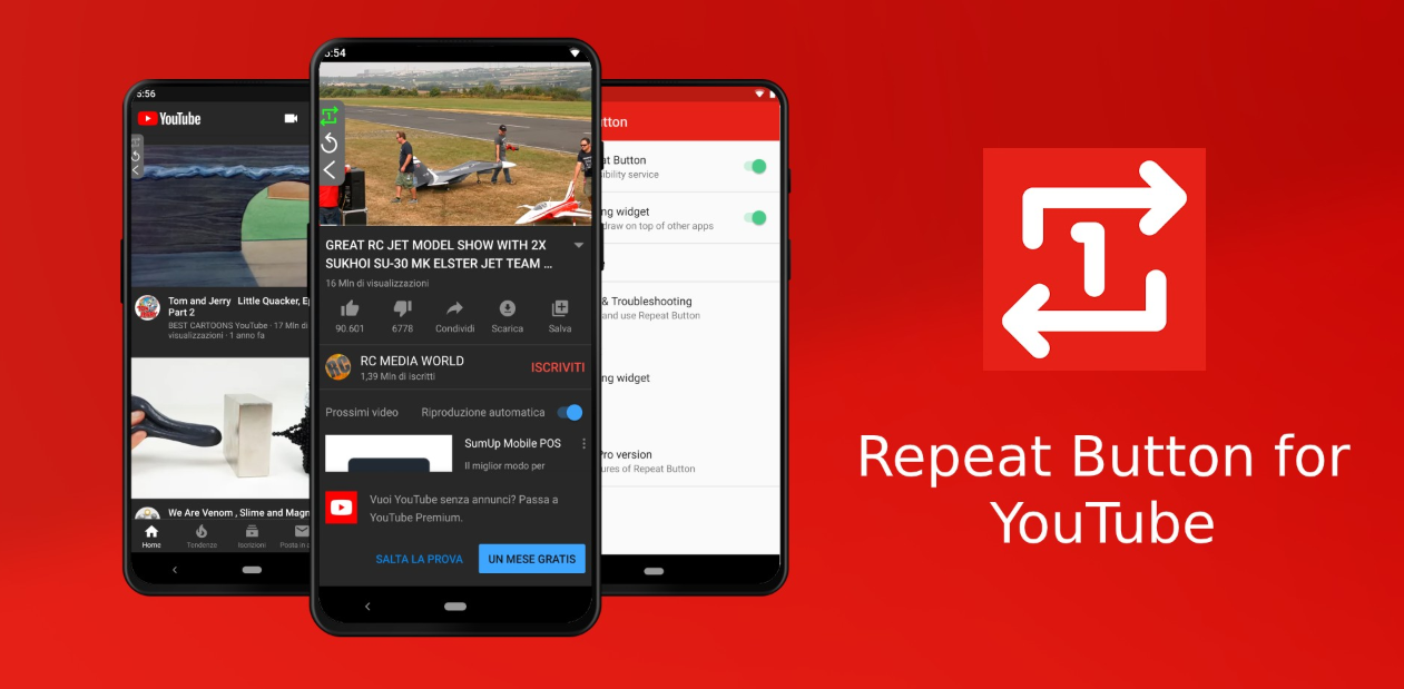 تطبيق Repeat Button for YouTube الجديد لتكرار الفيديو في تطبيق يوتيوب وأكثر