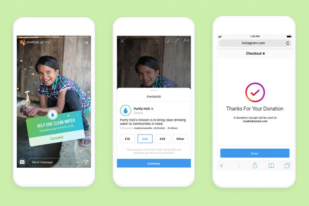 فيس بوك تجلب ملصق جمع التبرعات للقصة وتتيح للمؤسسات الخيرية إضافة أيقونة للتبرعات على إنستجرام
