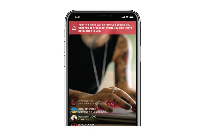 انستجرام ستنبه المستخدمين أثناء البث المباشر في حال استخدموا موسيقى غير مرخصة