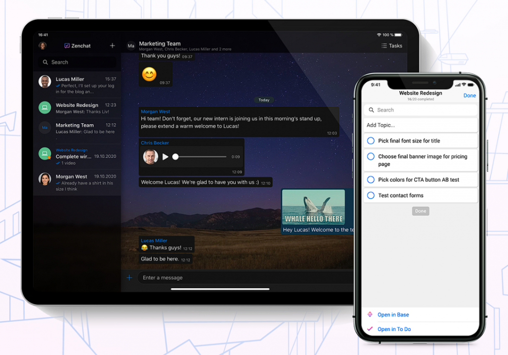 مع تطبيق Zenchat الجديد الدردشة والمهام في مكان واحد